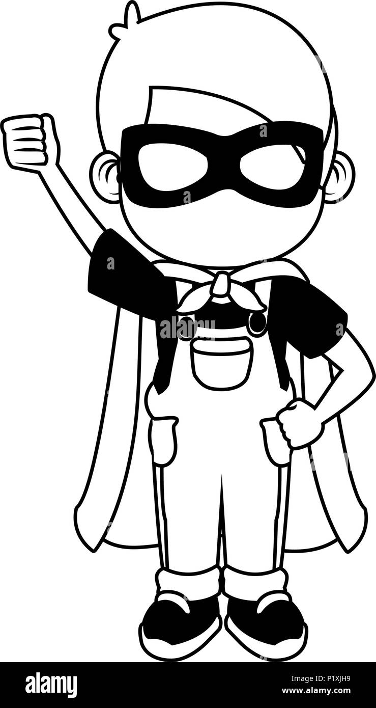 wallpapers Superhero Cartoon Images Black And White https www alamy com cute boy with superhero costume in black and white image207724421 html