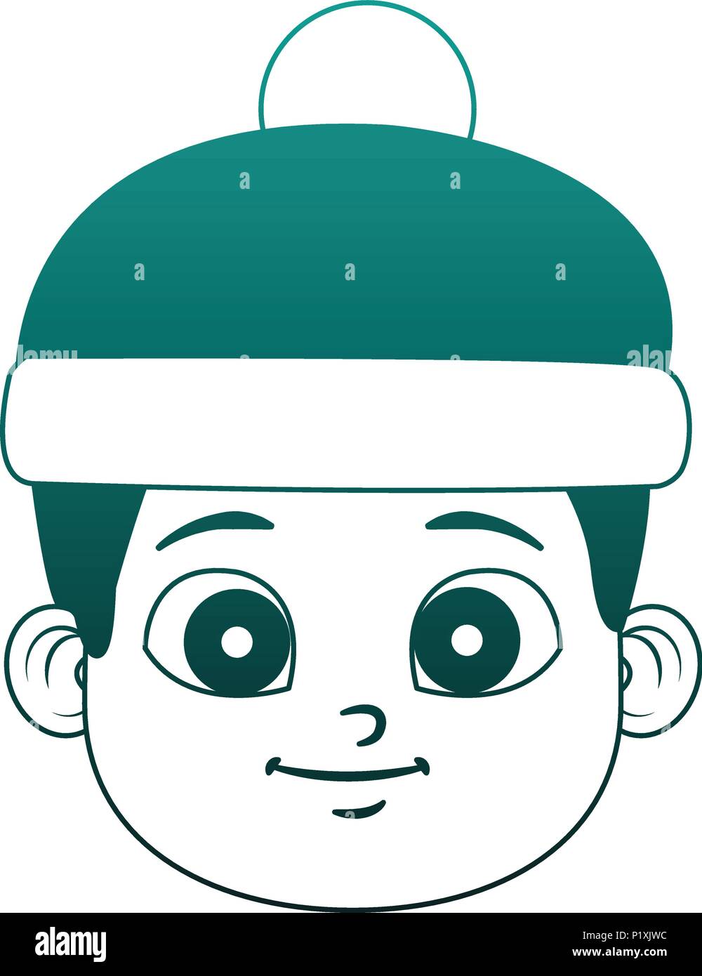 Cute boy with winter hat blue lines Stock Vector Image & Art - Alamy