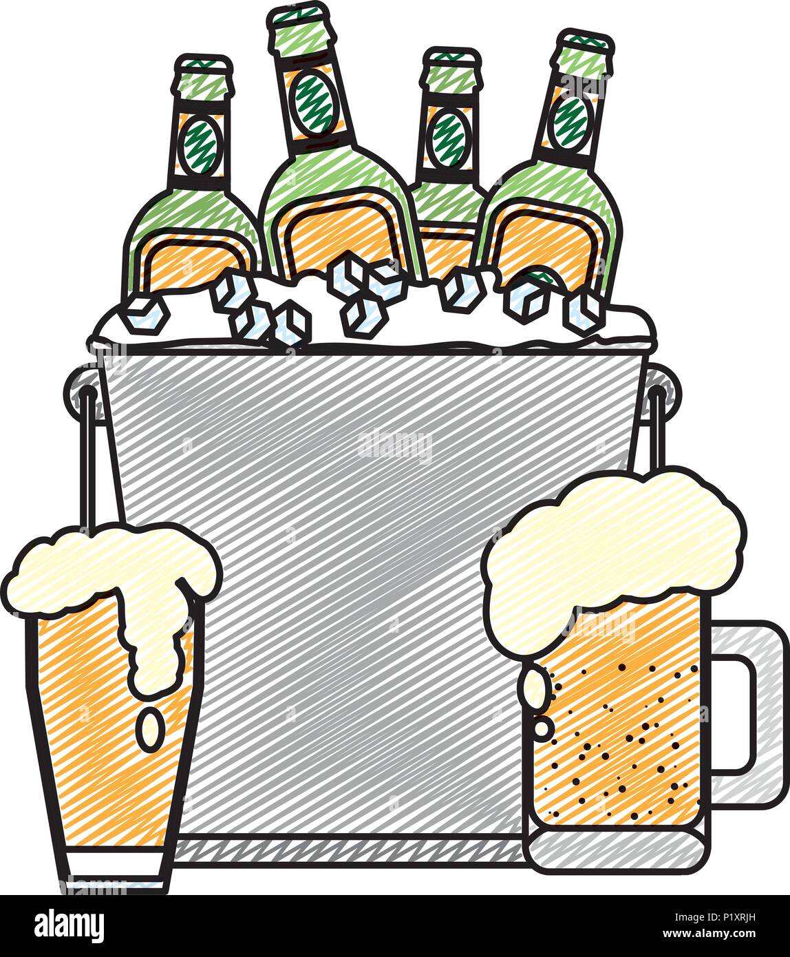 doodle beer bottle with ice cubes inside bucket Stock Vector Image & Art Alamy