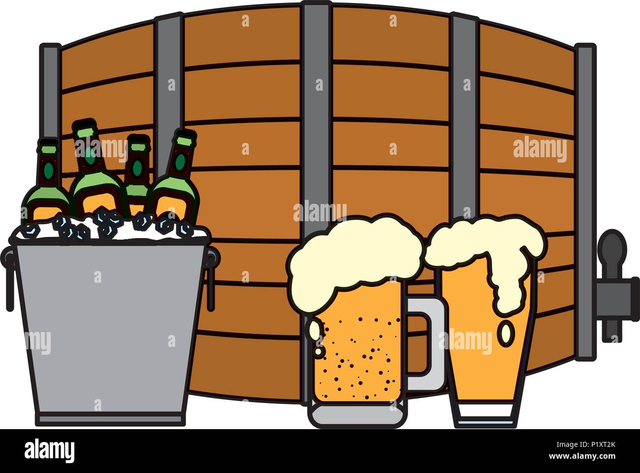 beer barrel with bottles and glass beverage Stock Vector Image & Art Alamy