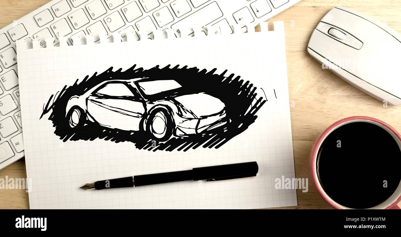 Sketch of car hand drawing on paper Stock Photo Alamy