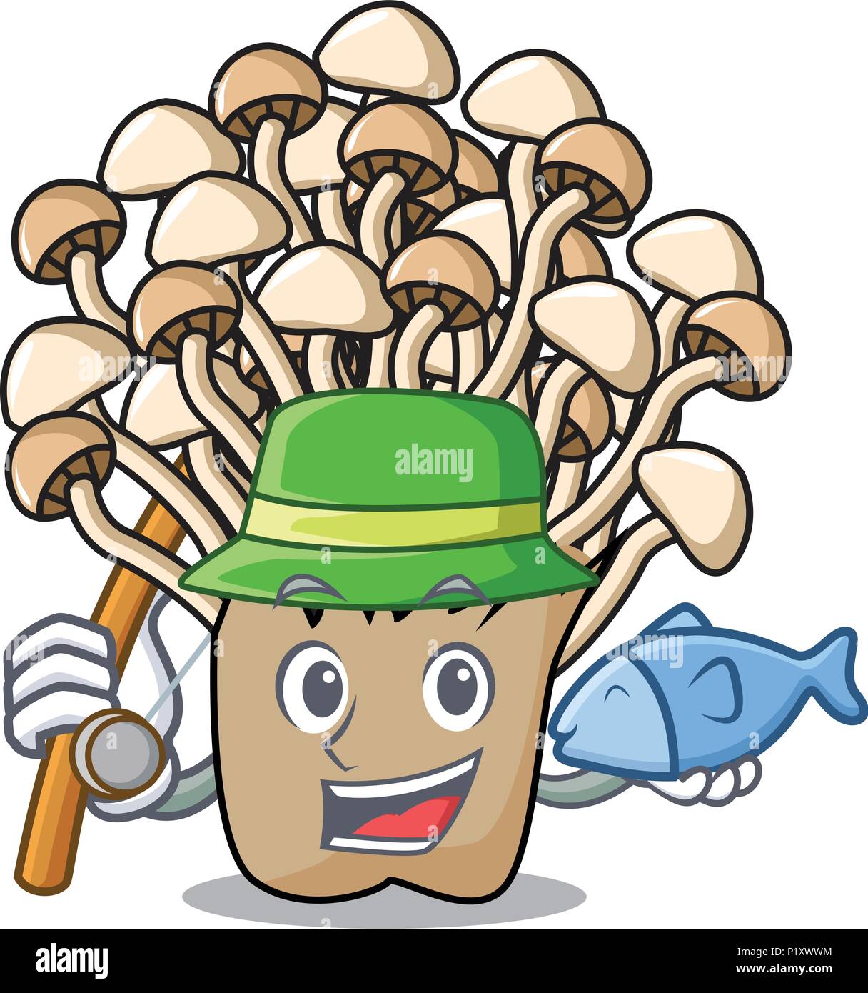 Fishing enoki mushroom mascot cartoon Stock Vector Image & Art Alamy