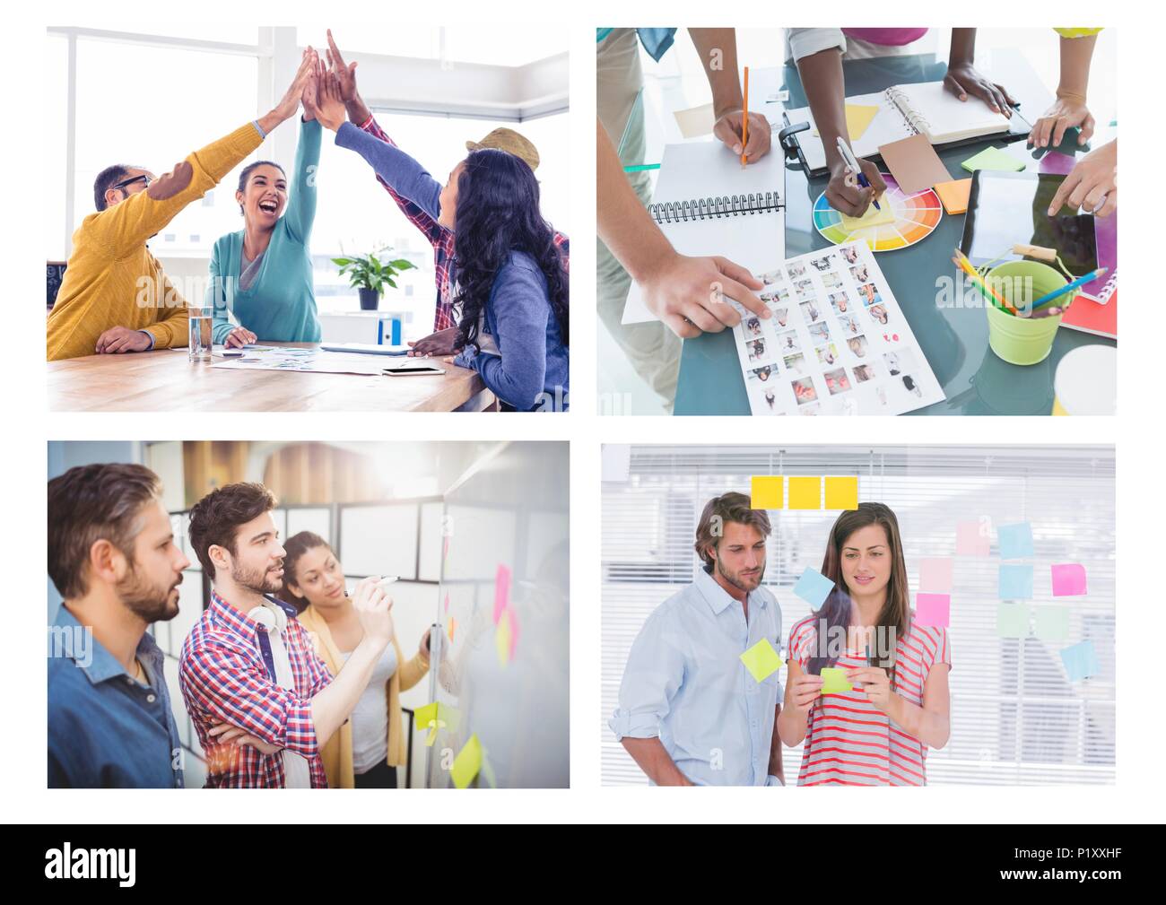 Teamwork creative meeting collage Stock Photo