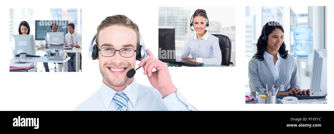 Collage of Customer Service help team in call center Stock Photo Alamy