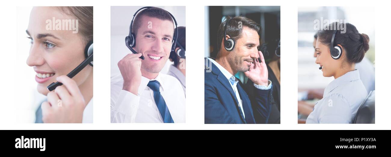 Collage of Customer Service help team in call center Stock Photo Alamy