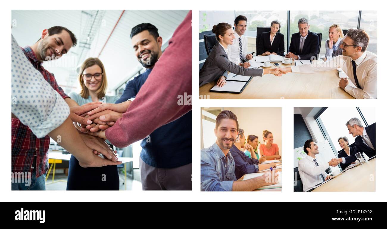 Teamwork business meeting collage Stock Photo