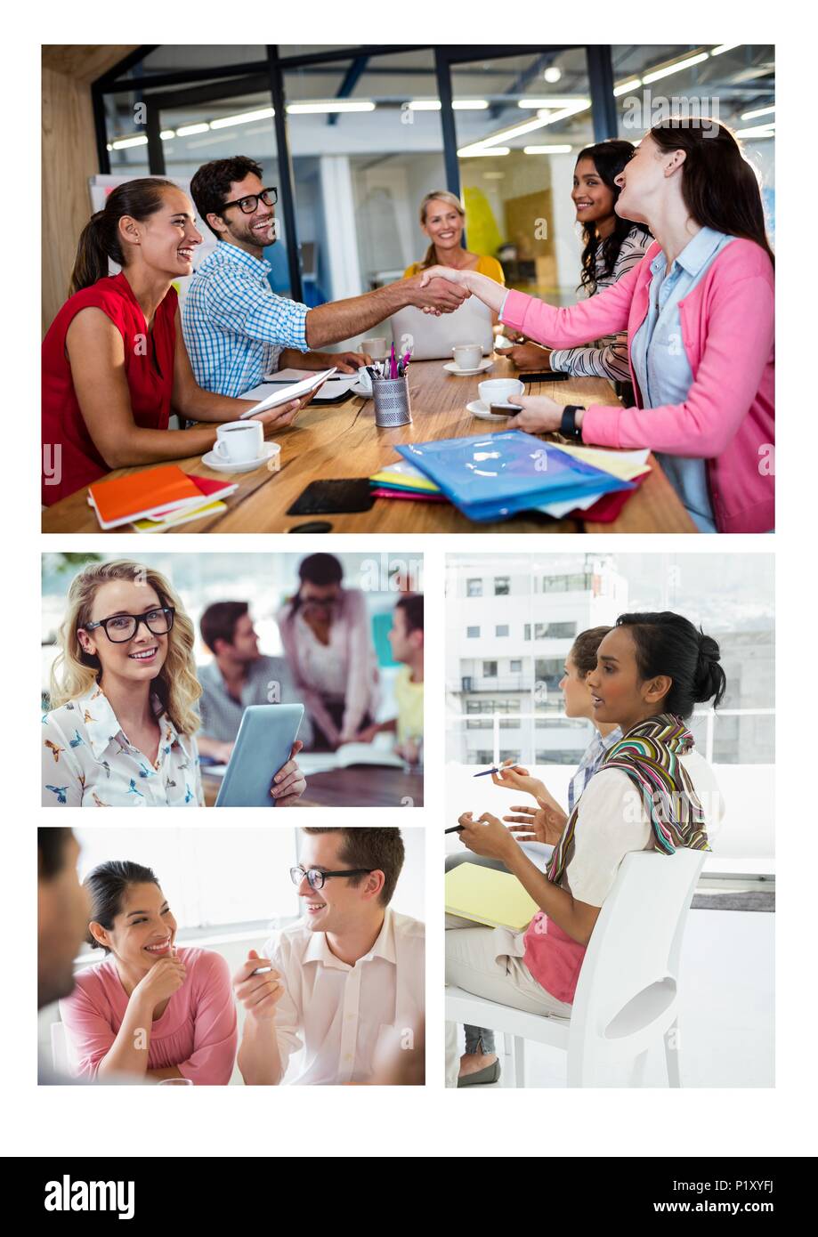 Teamwork meeting collage Stock Photo