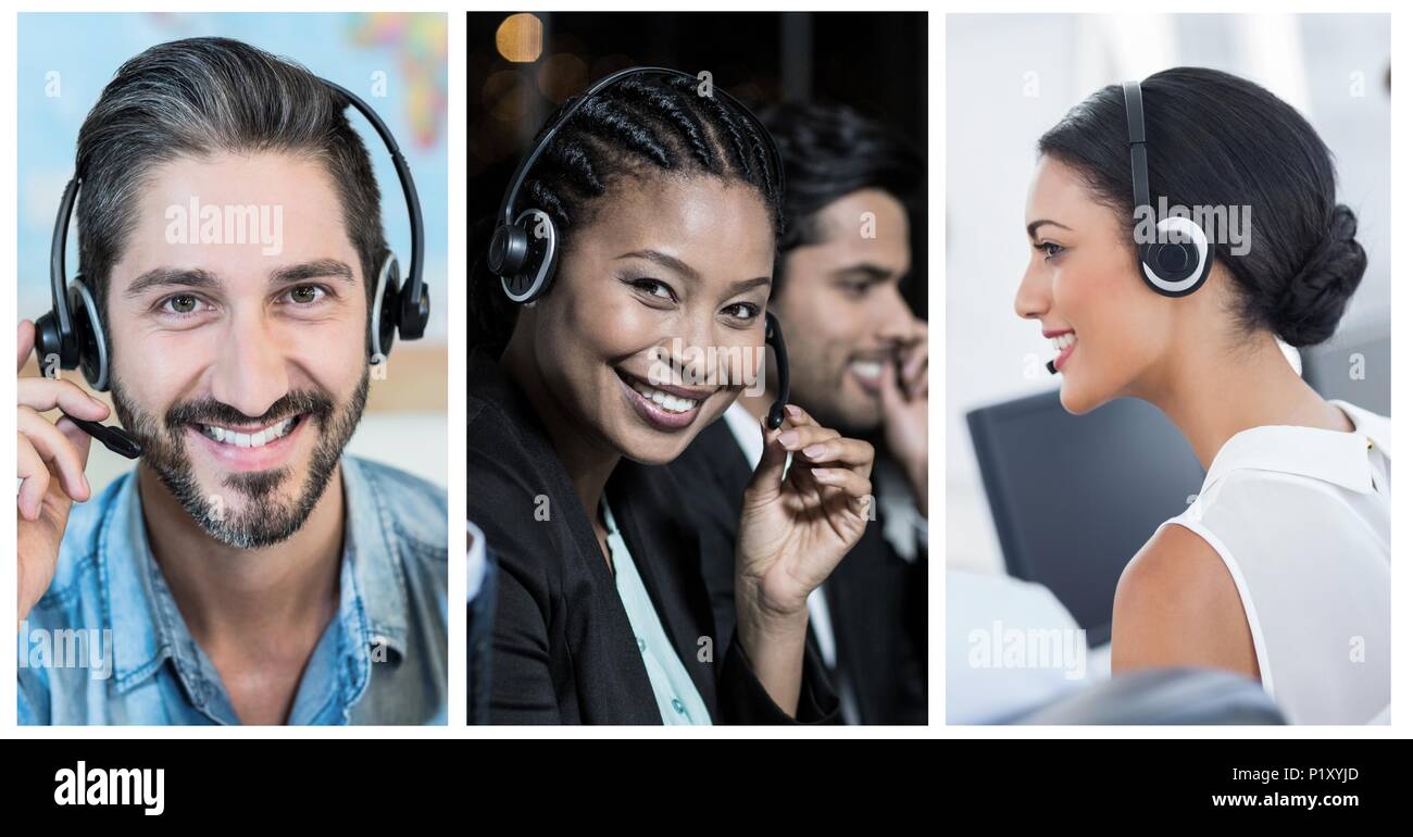 Collage of Customer Service help team in call center Stock Photo Alamy