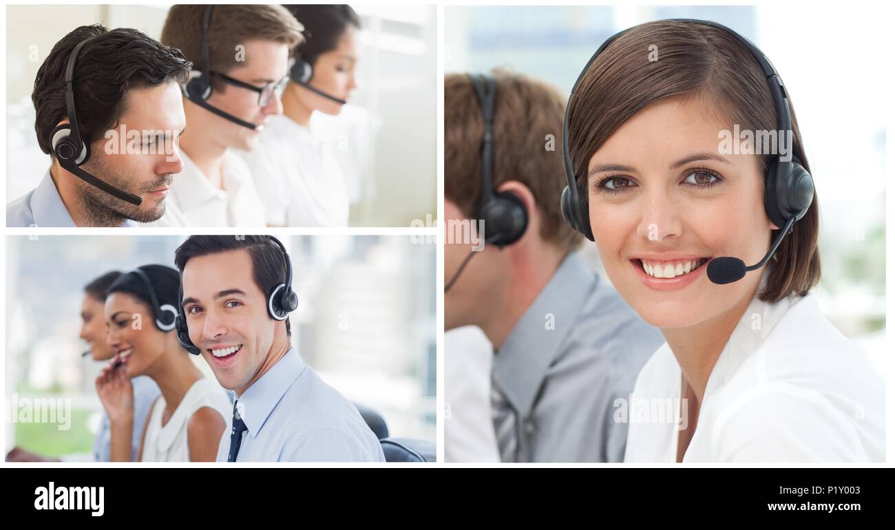 Collage of Customer Service help team in call center Stock Photo Alamy