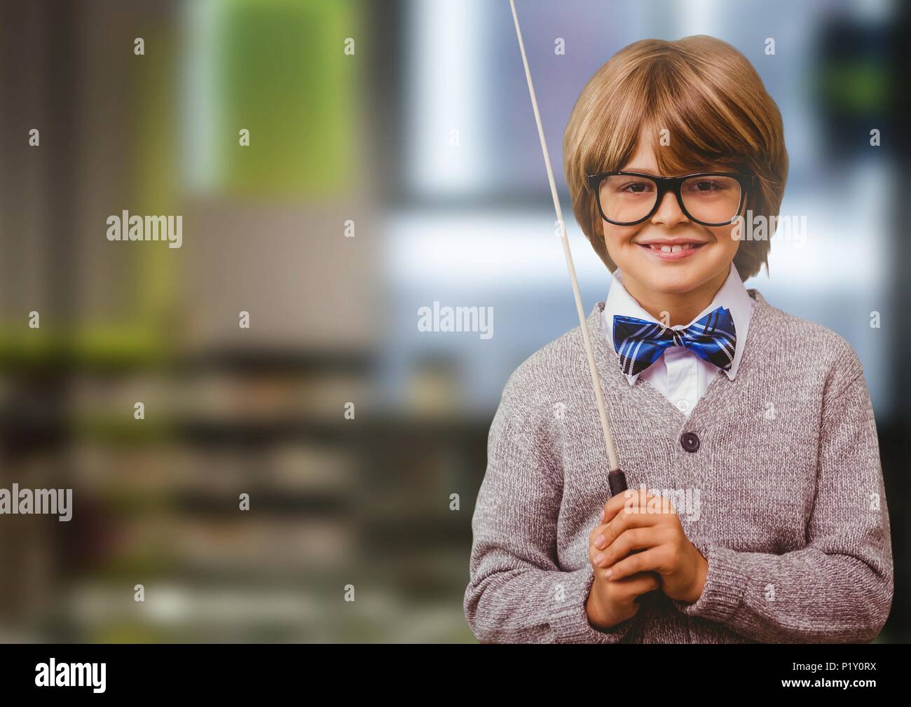 School boy in education library Stock Photo