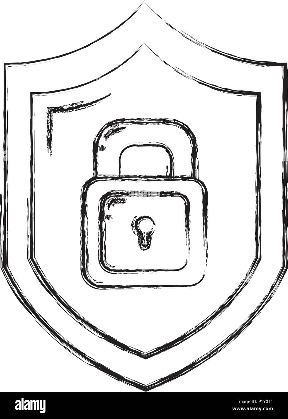 grunge security shield and padlock protection symbol Stock Vector Image ...