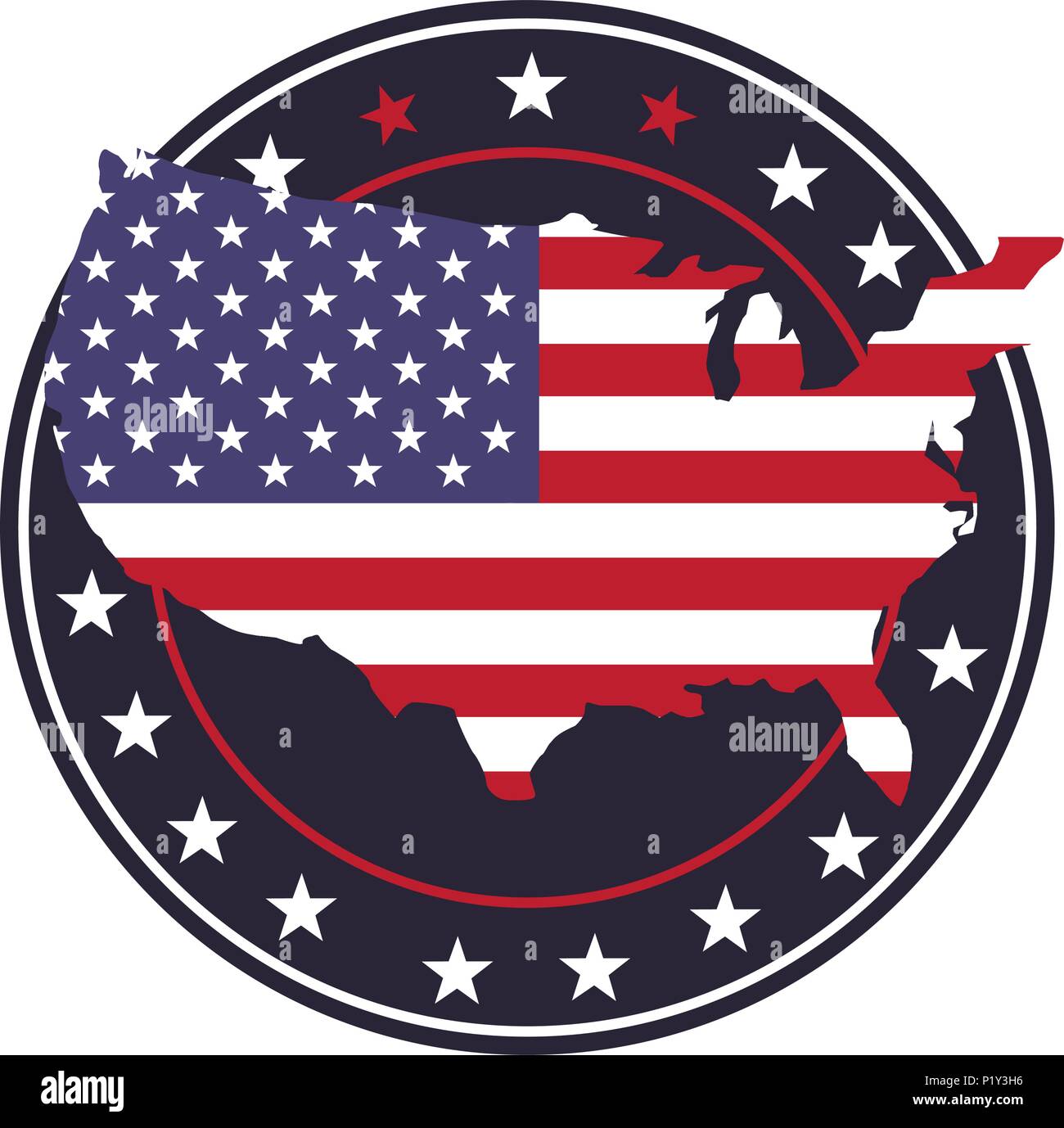 united states of america flag in map and stars vector illustration ...