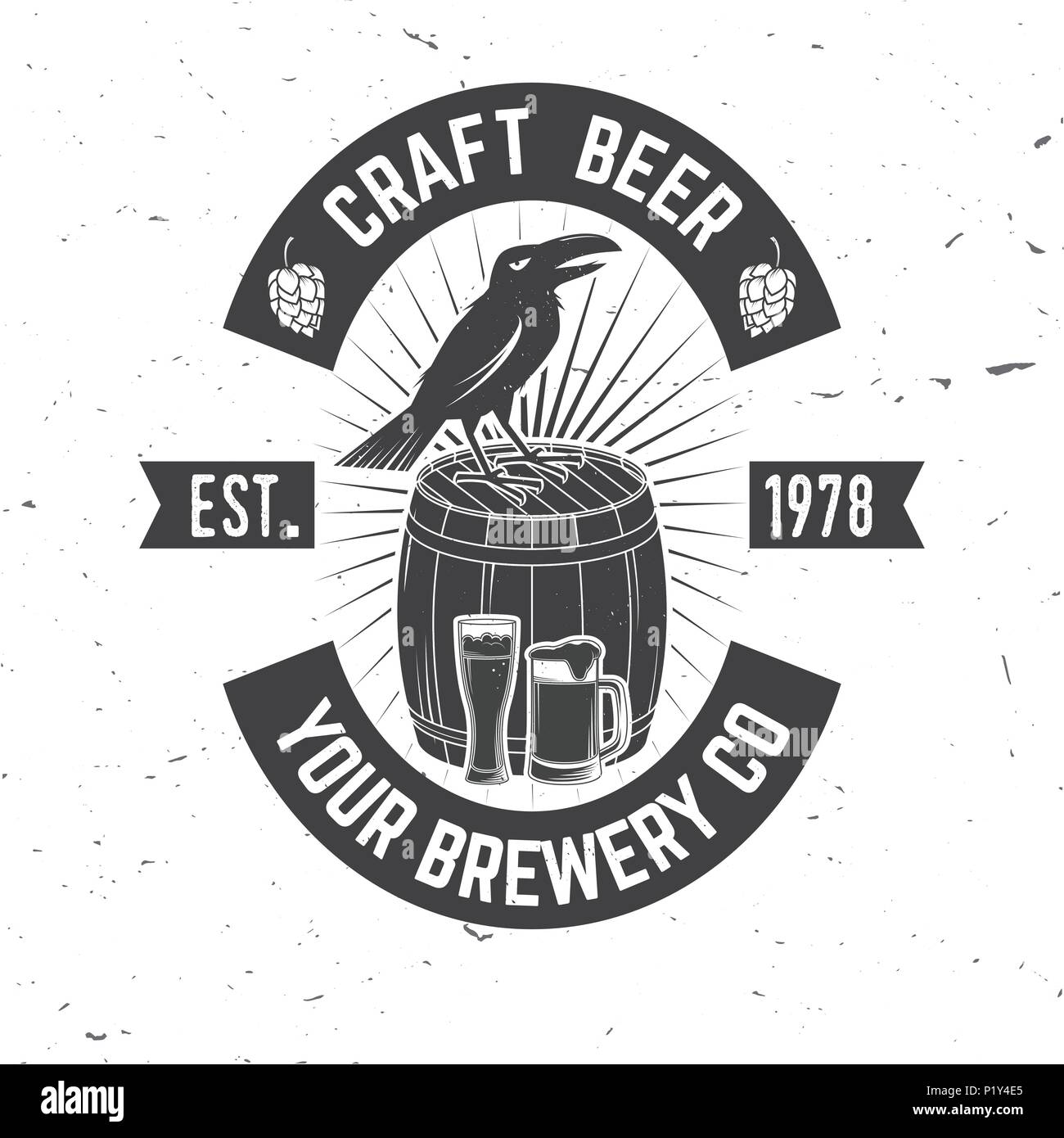Craft Beer badge. Vector illustration. Vintage design for bar, pub and restaurant business. Coaster for beer. Stock Vector