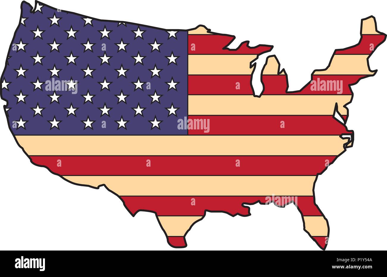 united states of america map with flag vector illustration design Stock ...