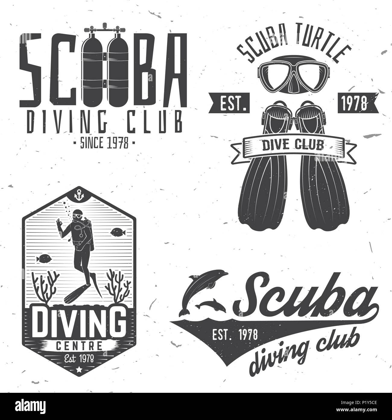 Scuba Diving Club Vector Illustration Concept For Shirt Or Logo Print Stamp Or Tee Vintage Typography Design With Diving Gear Silhouette Stock Vector Image Art Alamy