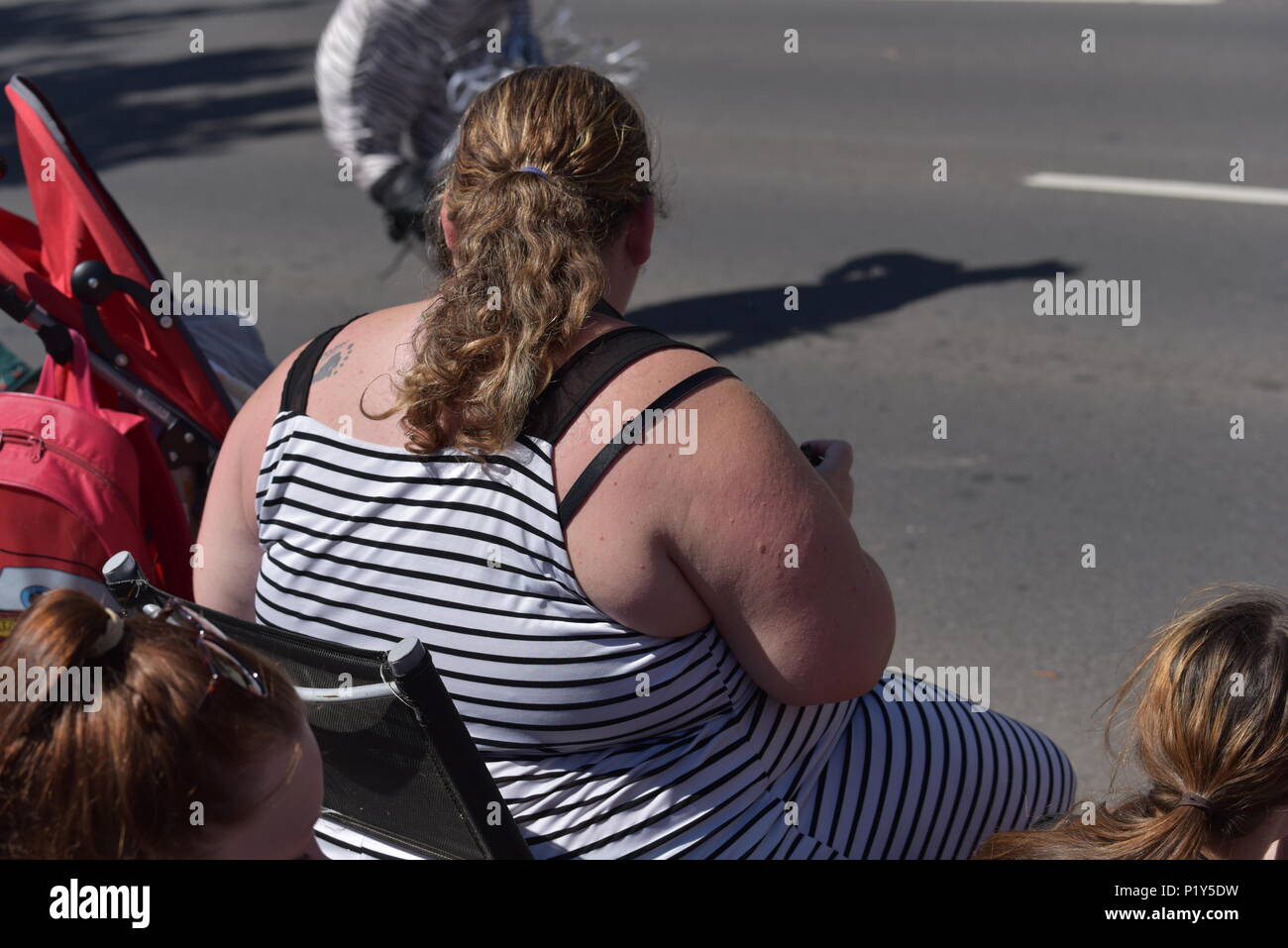 Back of an overweight, plus sized woman Stock Photo