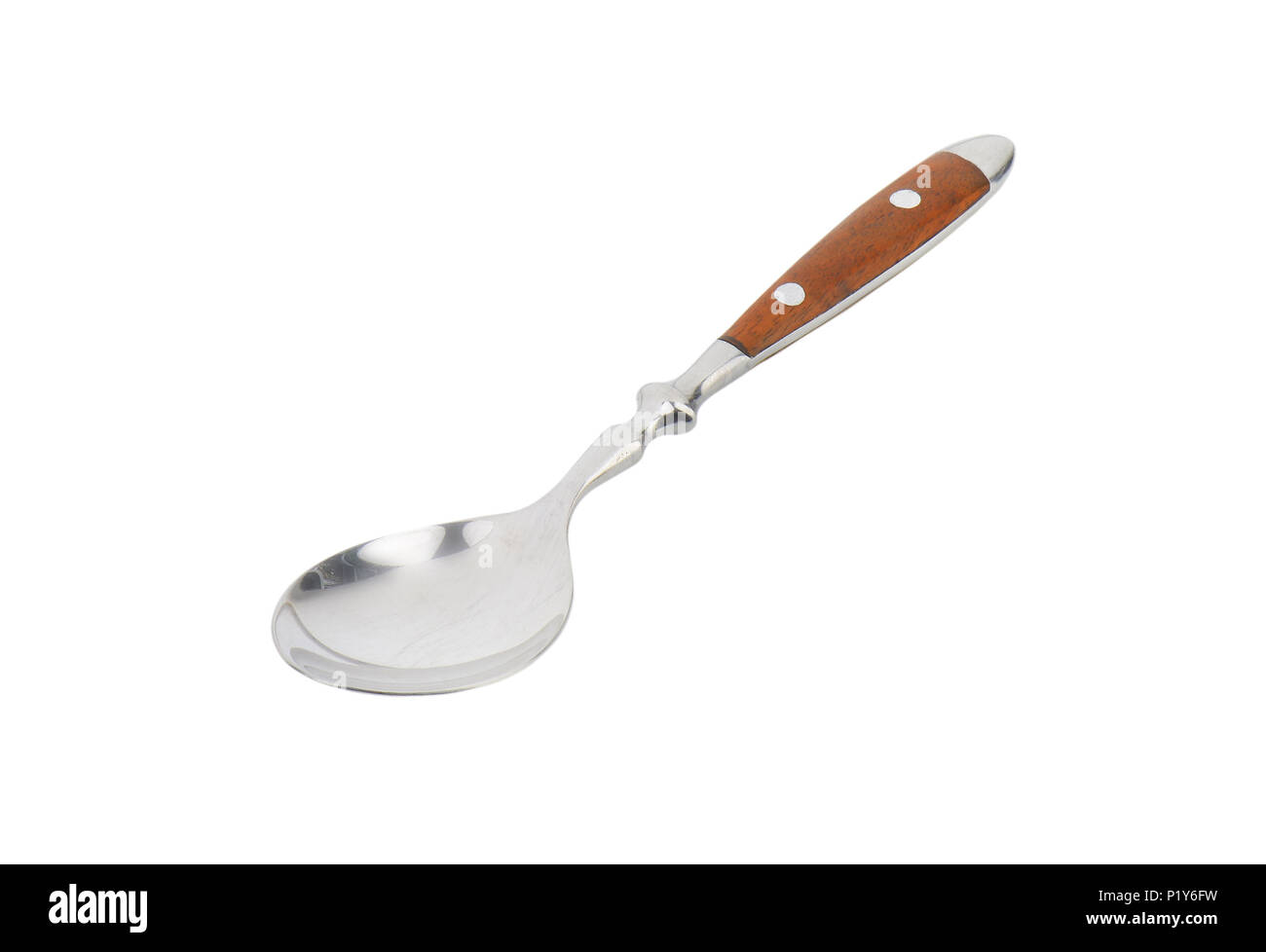 Empty table spoon with wooden handle Stock Photo