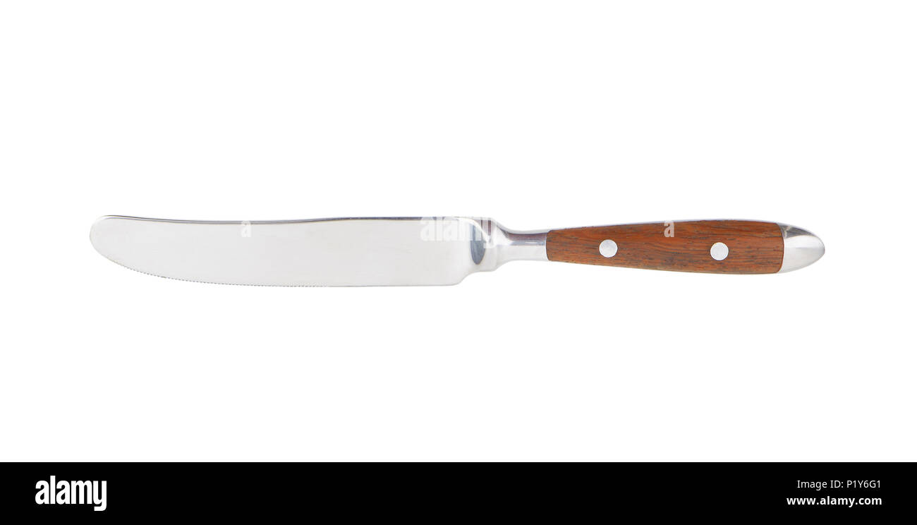 table knife with wooden handle Stock Photo