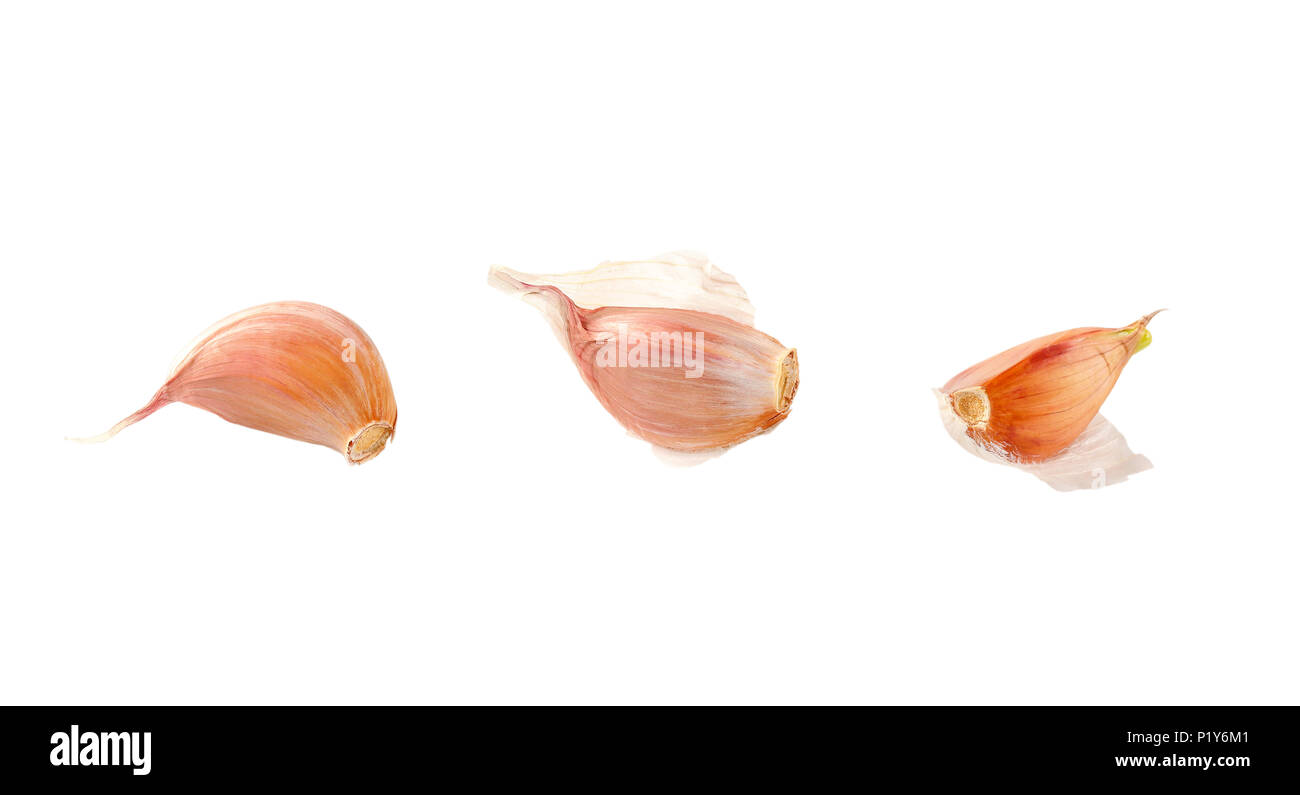 cloves of fresh garlic on white background Stock Photo - Alamy