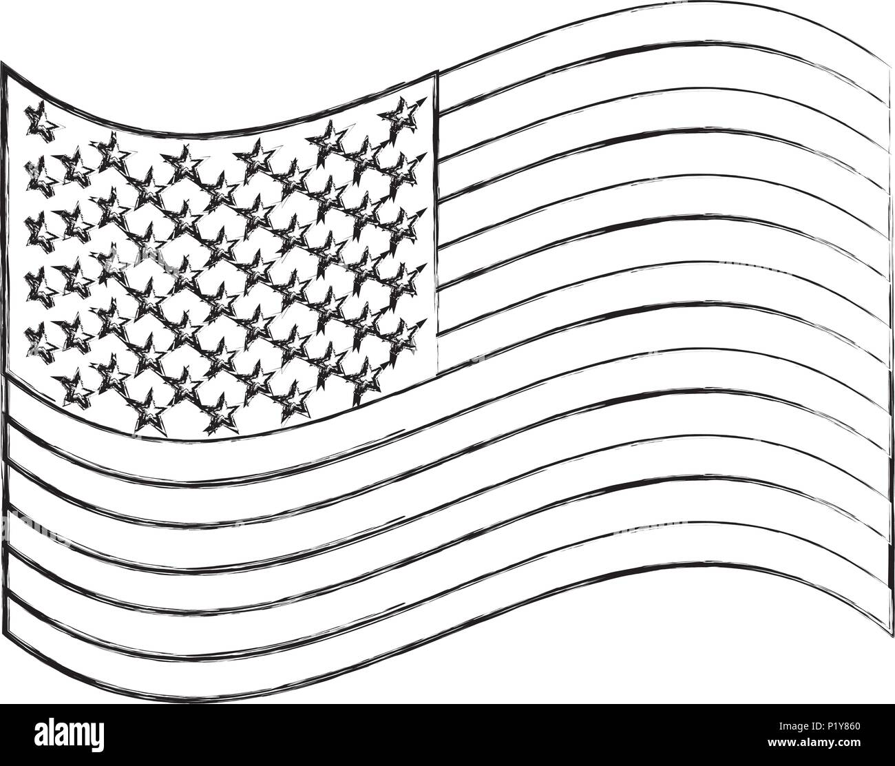 waving united states of america flag vector illustration sketch Stock ...