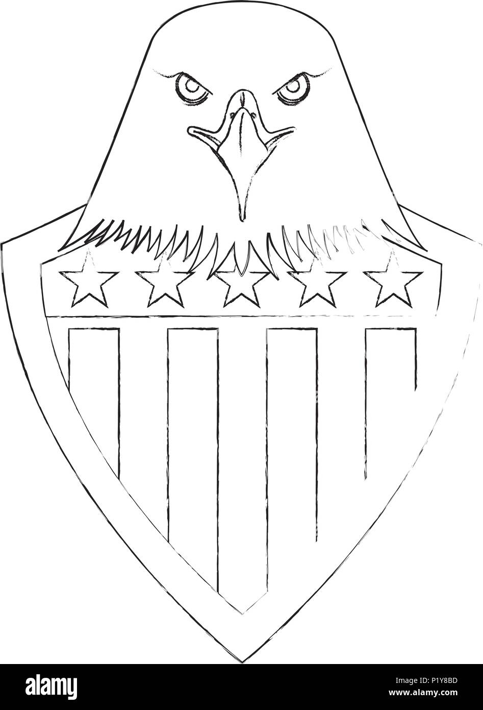 american eagle usa flag emblem vector illustration sketch Stock Vector