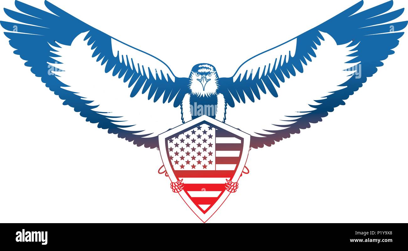 american eagle flag in shield national symbol vector illustration Stock ...