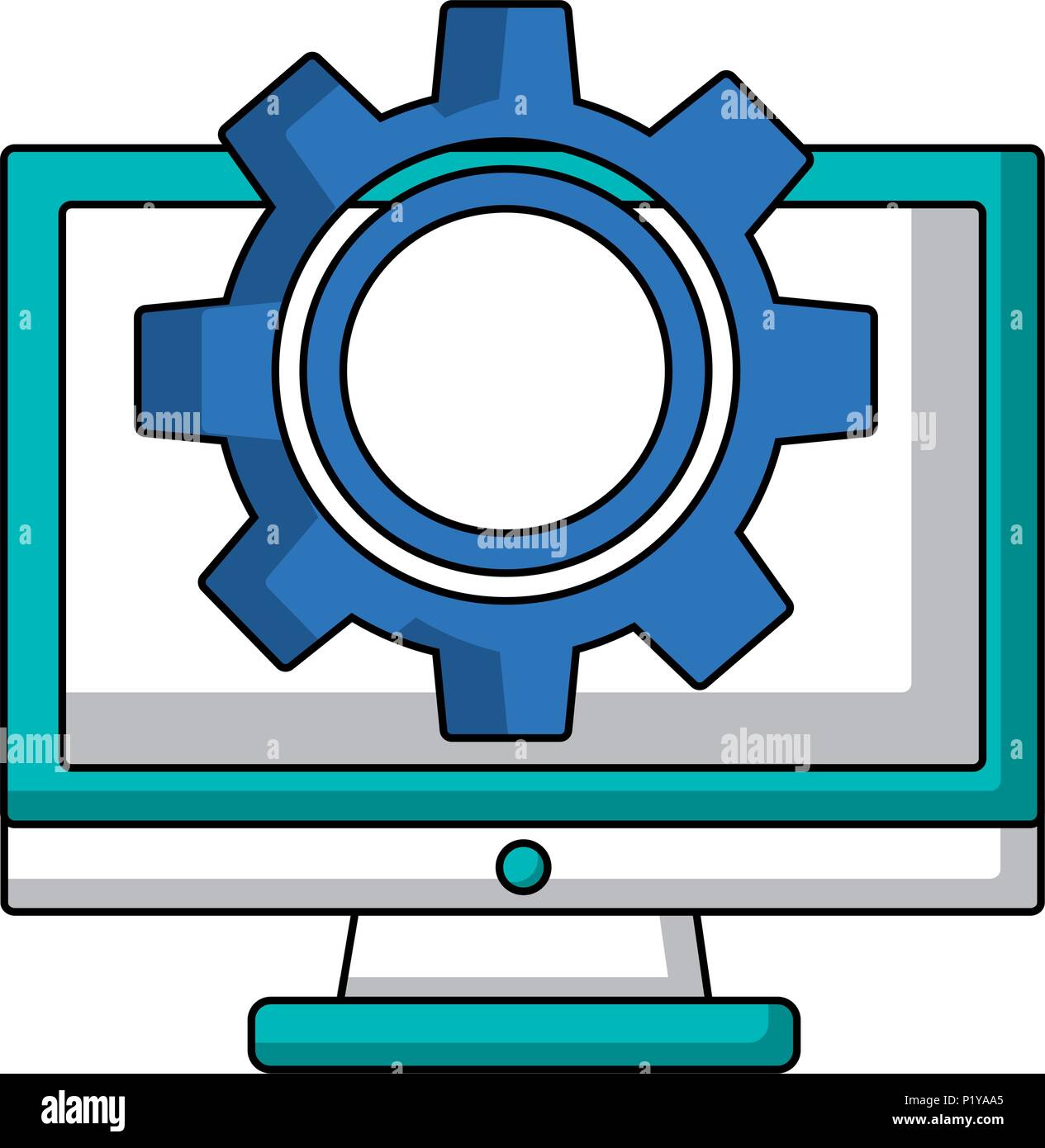 monitor computer setting work image vector illustration Stock Vector ...