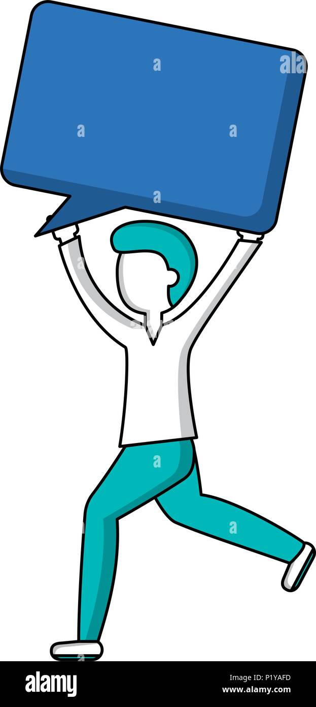 man holding speech bubble up vector illustration Stock Vector Image