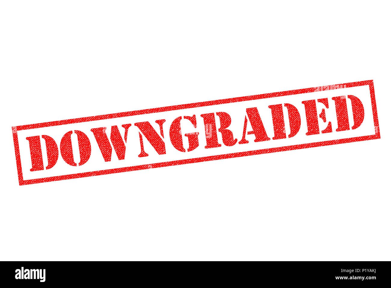 DOWNGRADED red Rubber Stamp over a white background. Stock Photo