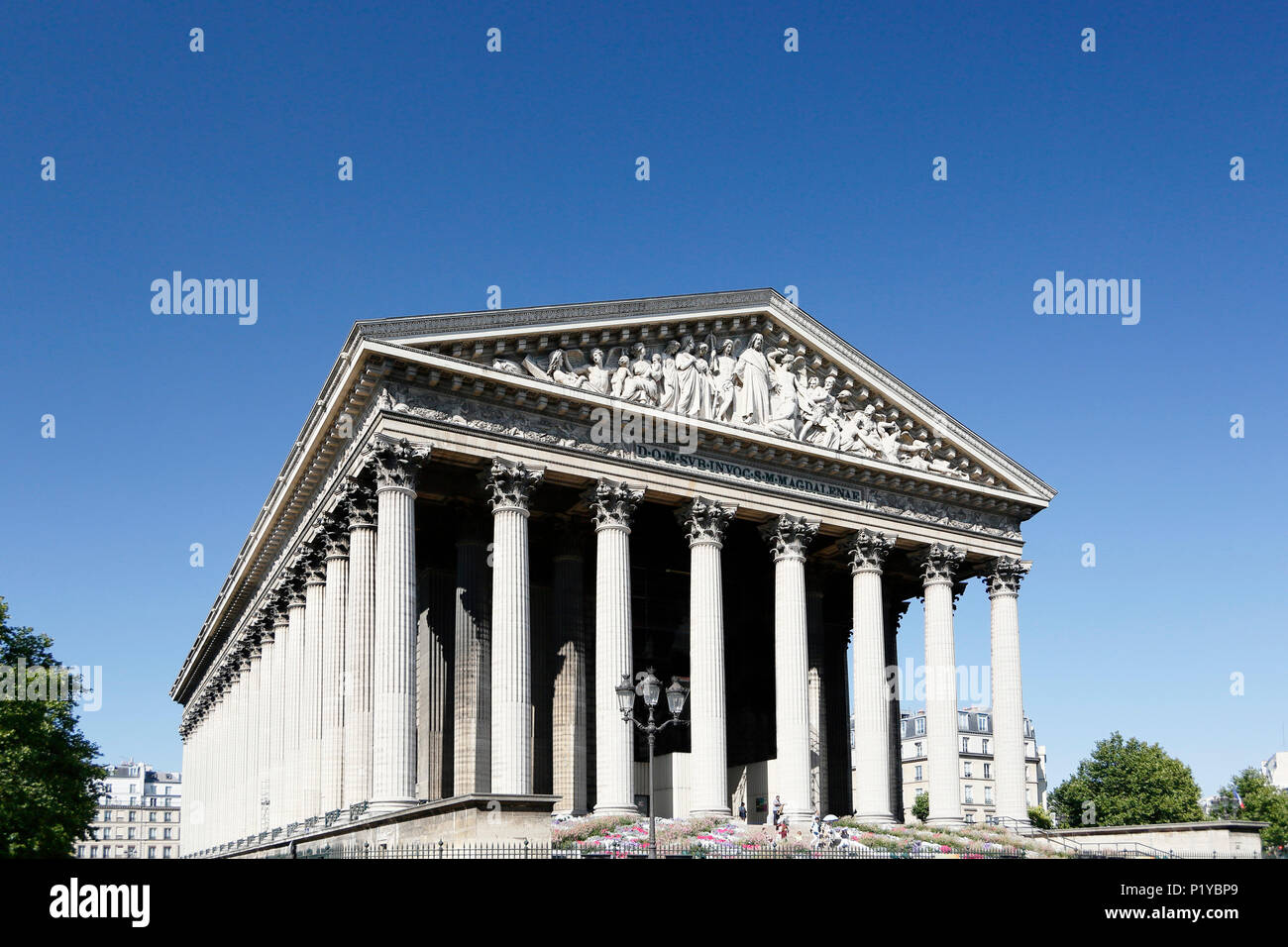 Paris. 8th district. Church of the Madeleine in summer. Stock Photo