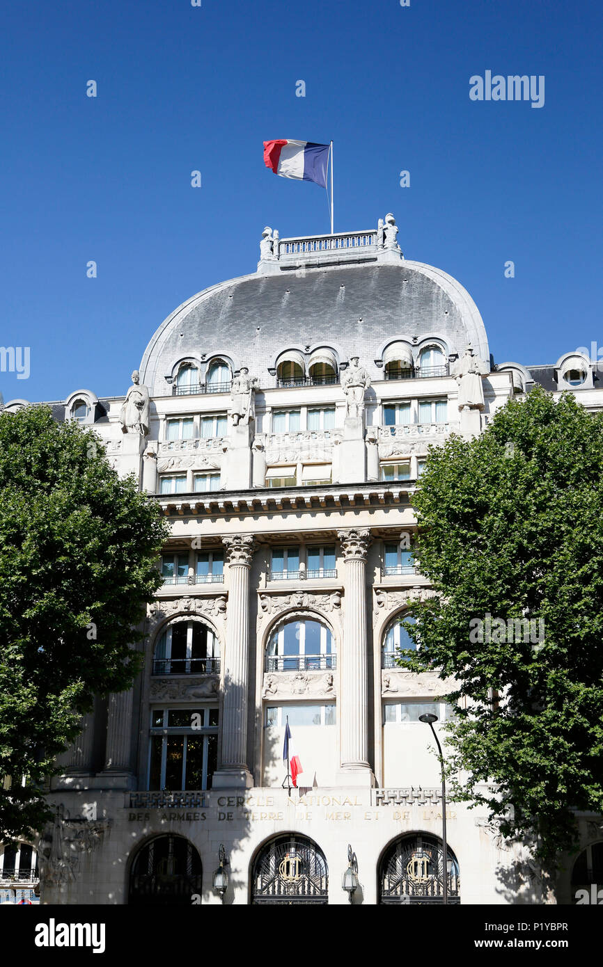Paris. 8th district. Frontage of the national Circle of the land forces, Sea and Air. Stock Photo
