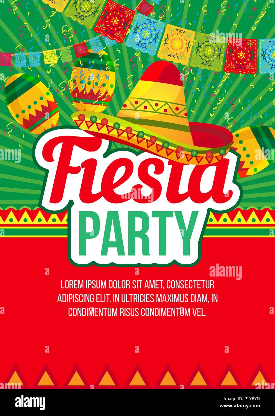 Fiesta party vector poster Stock Vector Images - Alamy