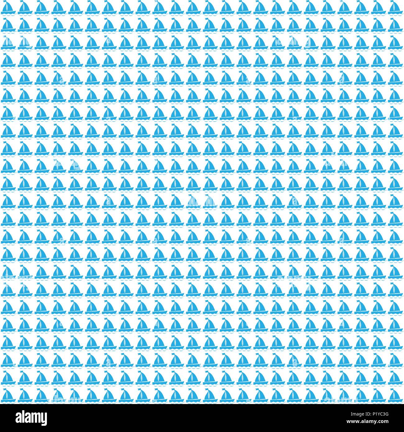 Square seamless sea pattern with white sailing ships on blue background.Seamless sea pattern with white sailing ships on blue background. Nautical bab Stock Vector