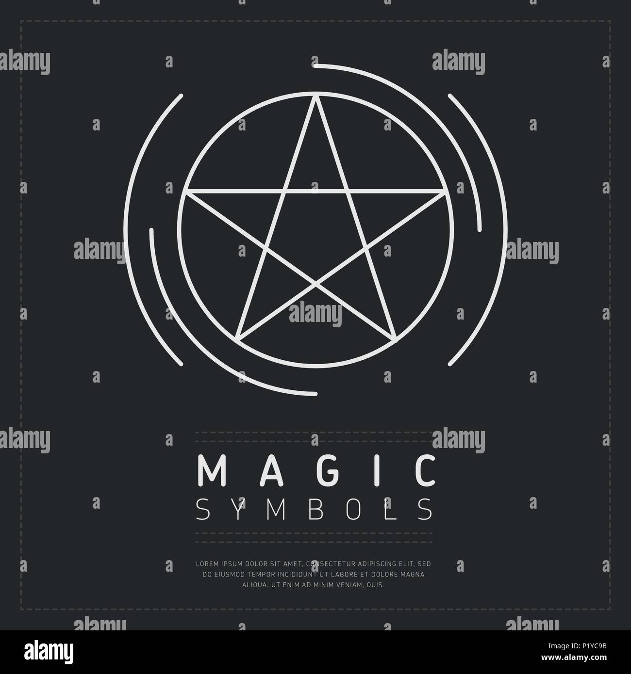 Pentagram icon in white lines Stock Vector