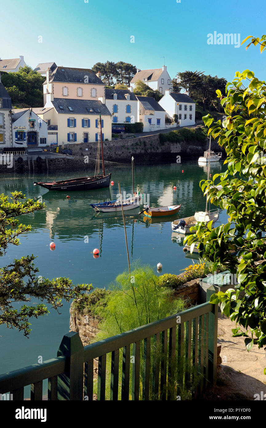 France, Brittany, Finistere, Doelan Port in Clohars Carnoet Stock Photo
