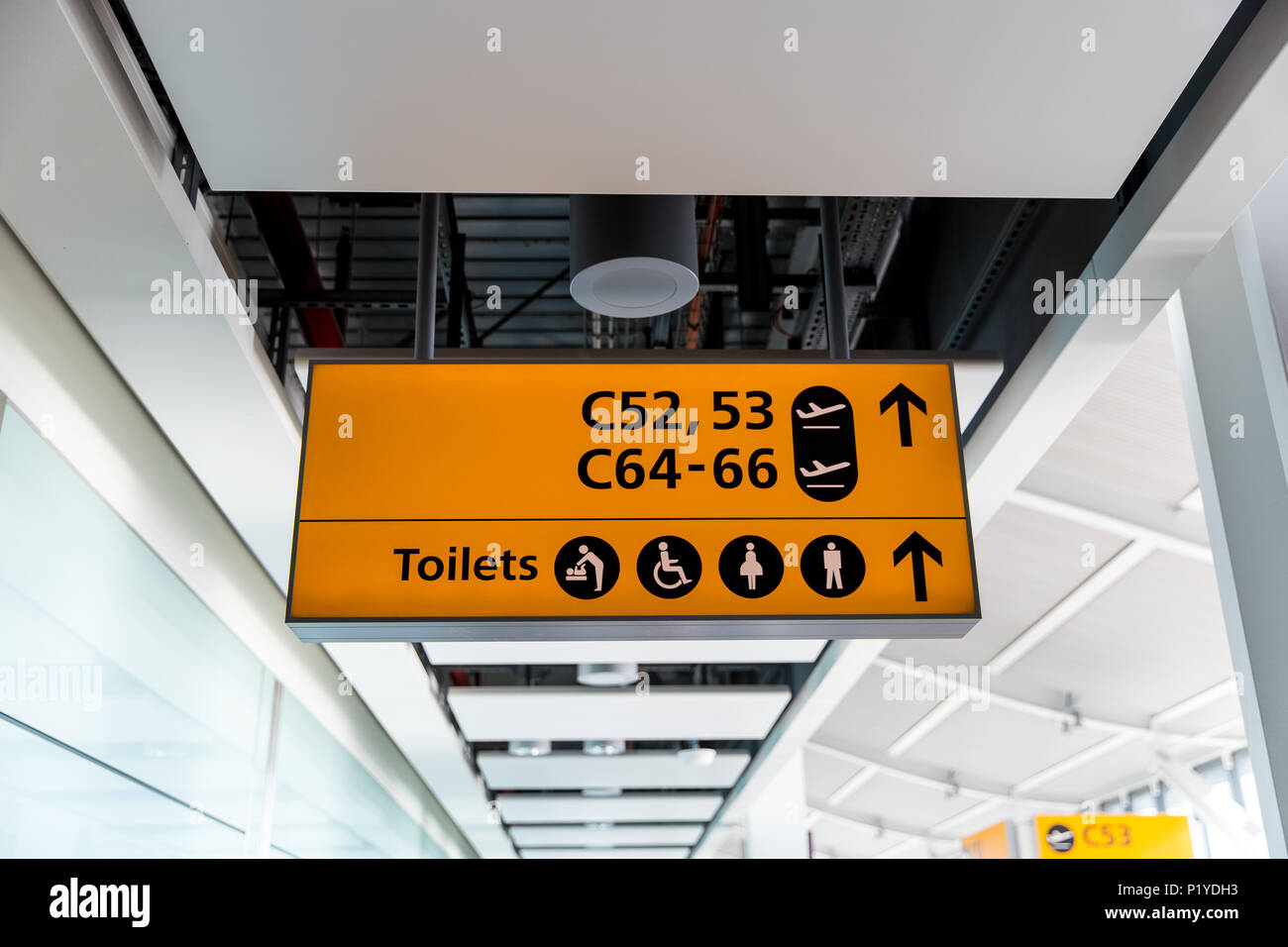 LONDON - MAY 27, 2018: Departures sign at London Heathrow airport Stock Photo