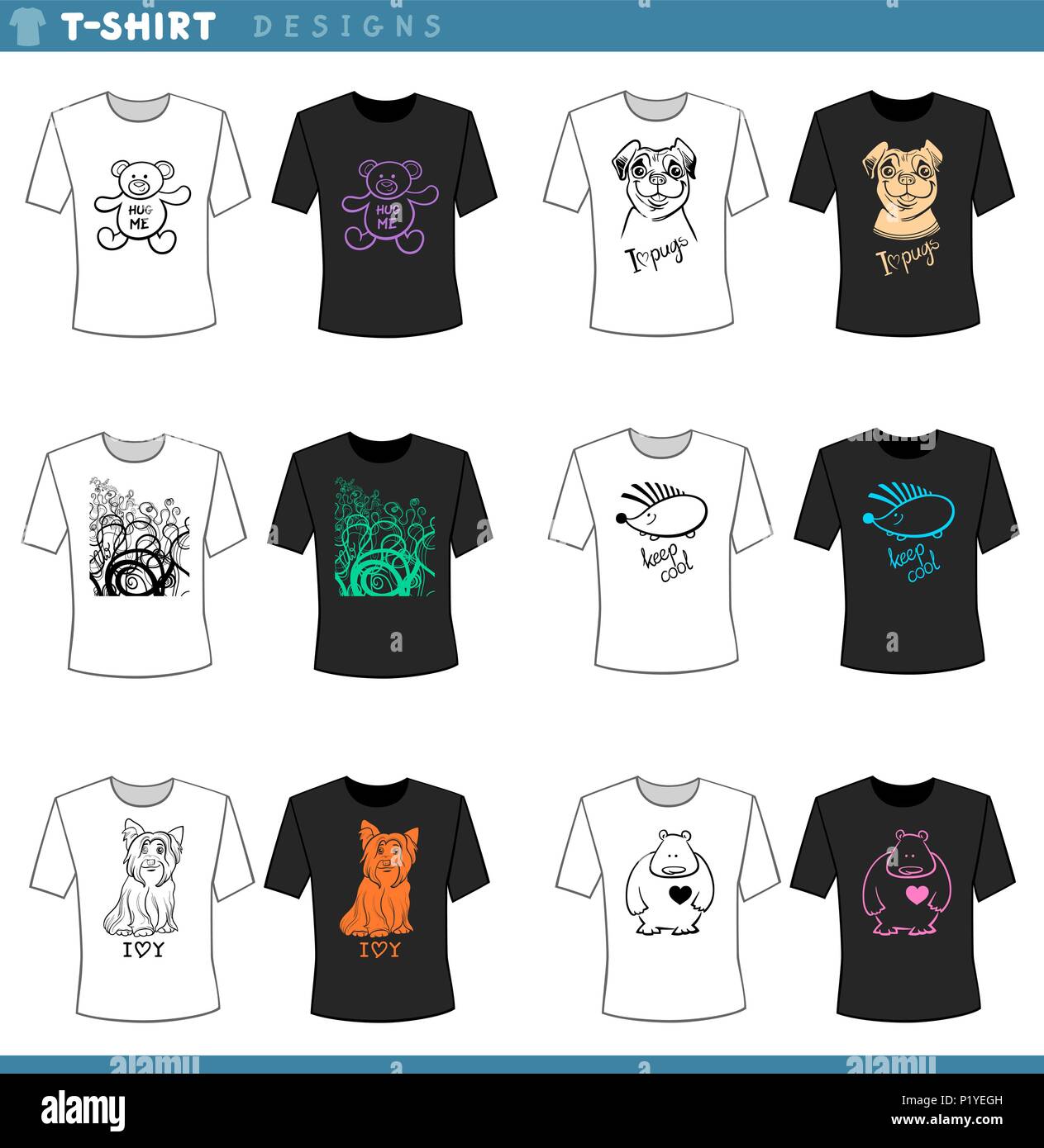 Download Illustration Of T Shirt Cartoon Concept Design Templates Set Stock Vector Image Art Alamy