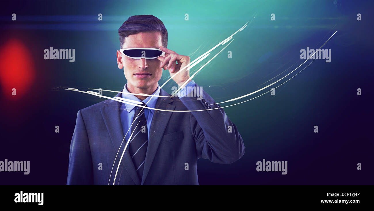 Handsome businessman virtual reality glasses Stock Photo