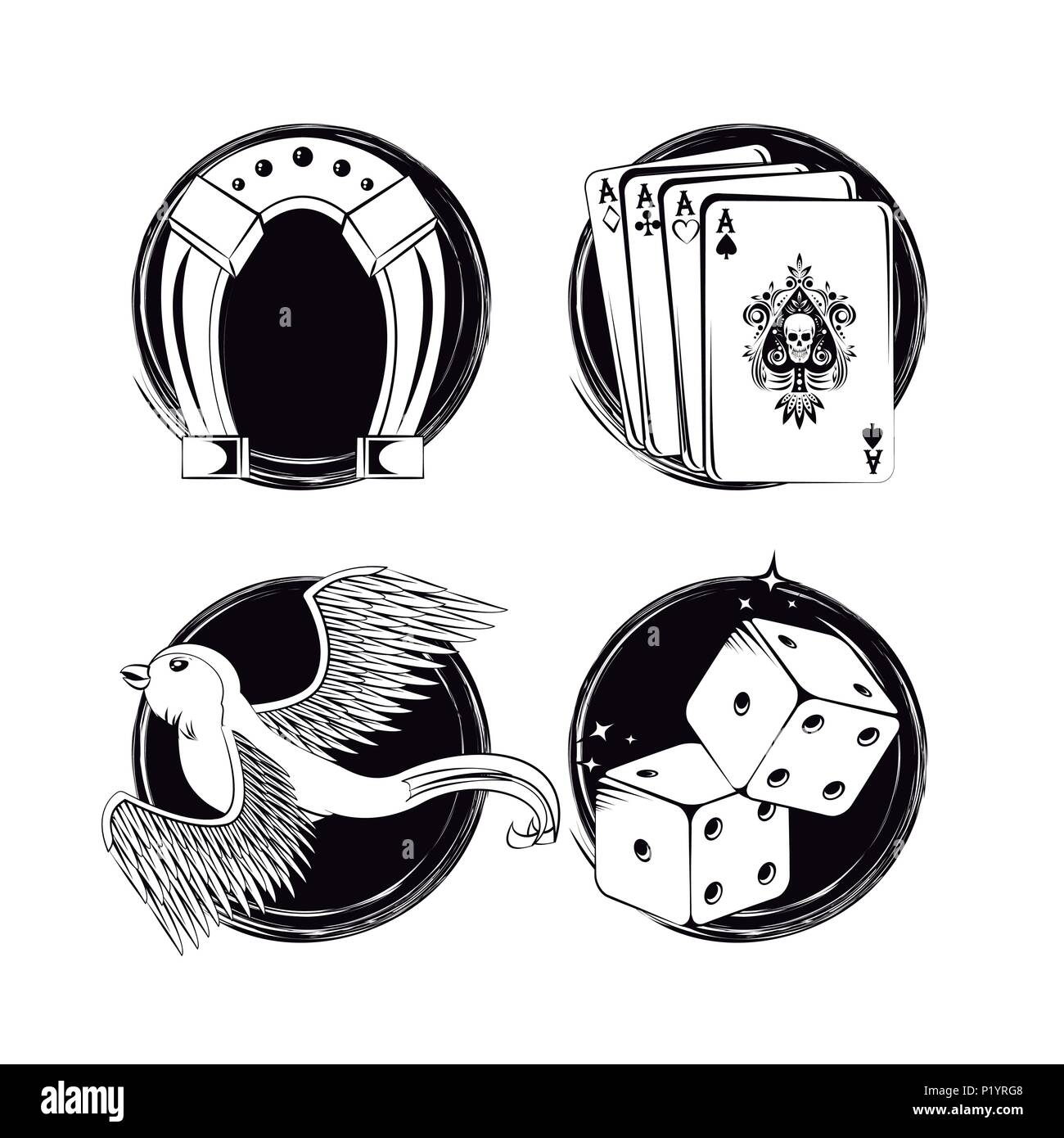 Set of tattoo drawings in black and white Stock Vector Image & Art - Alamy