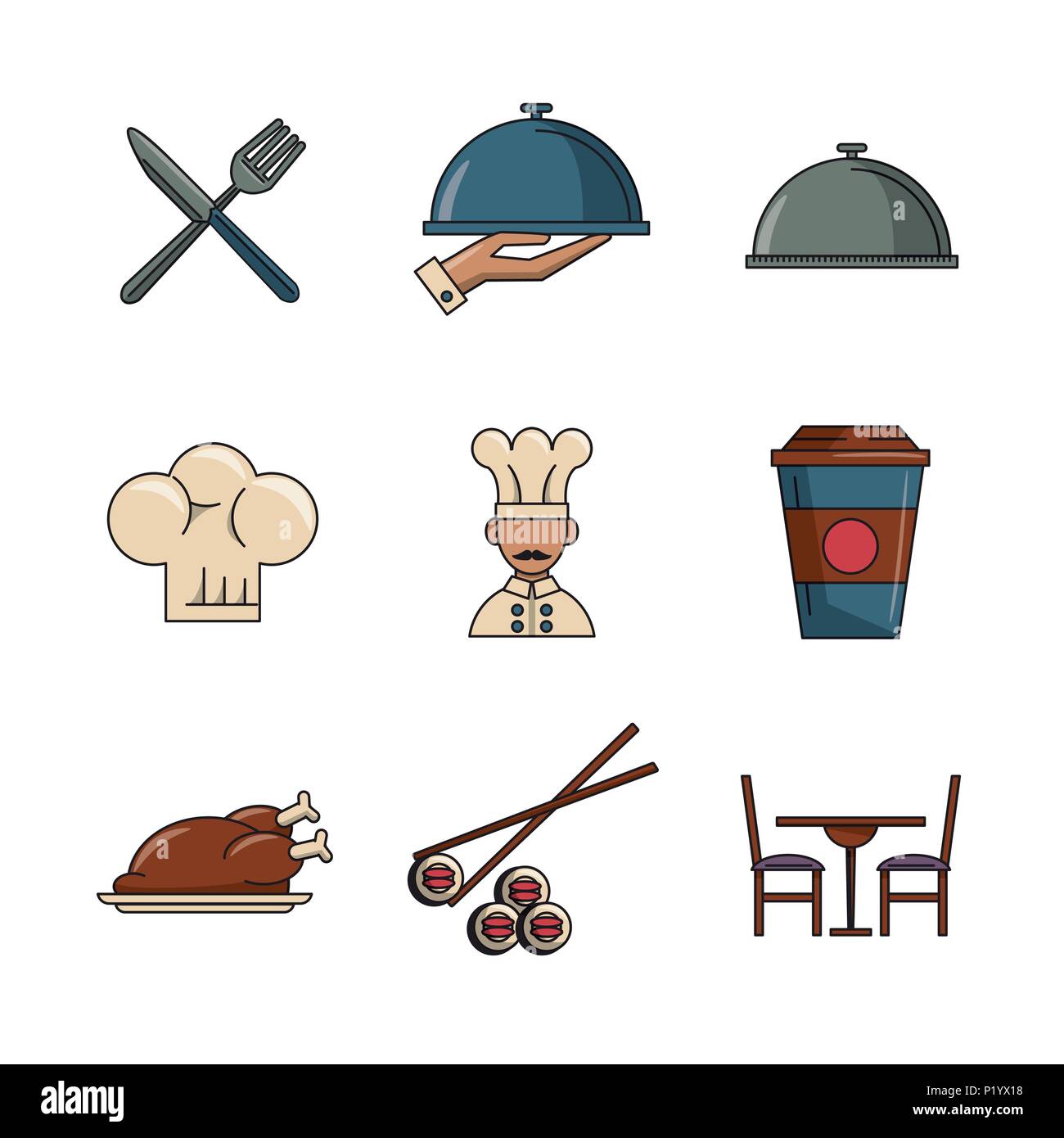 Set of restaurant and food icons Stock Vector Image & Art - Alamy