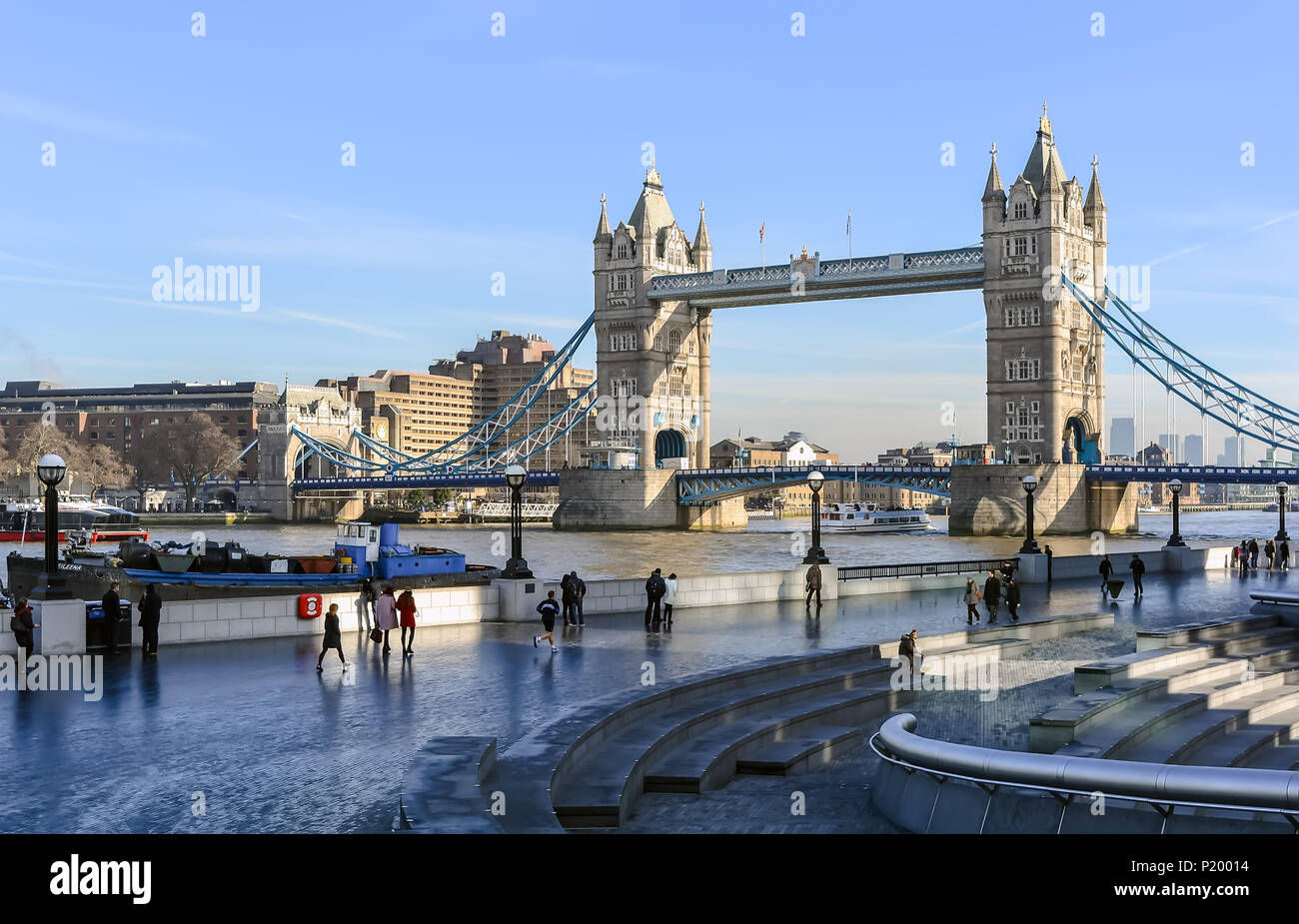 London, UK January 20, 2015 People are walking down the Themes