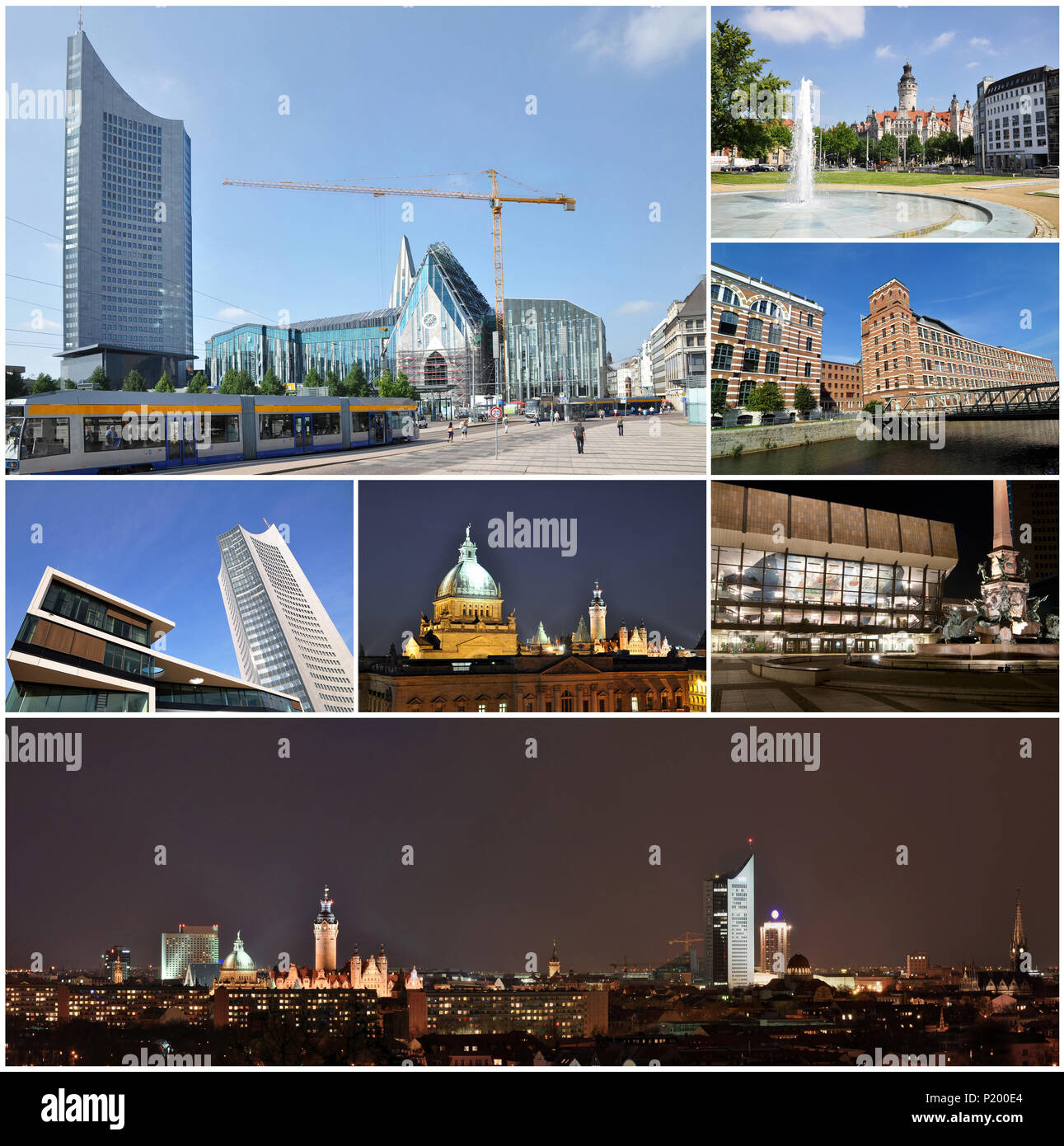 building; skyline; germany; architecture; city; leipzig; saxony; night ...