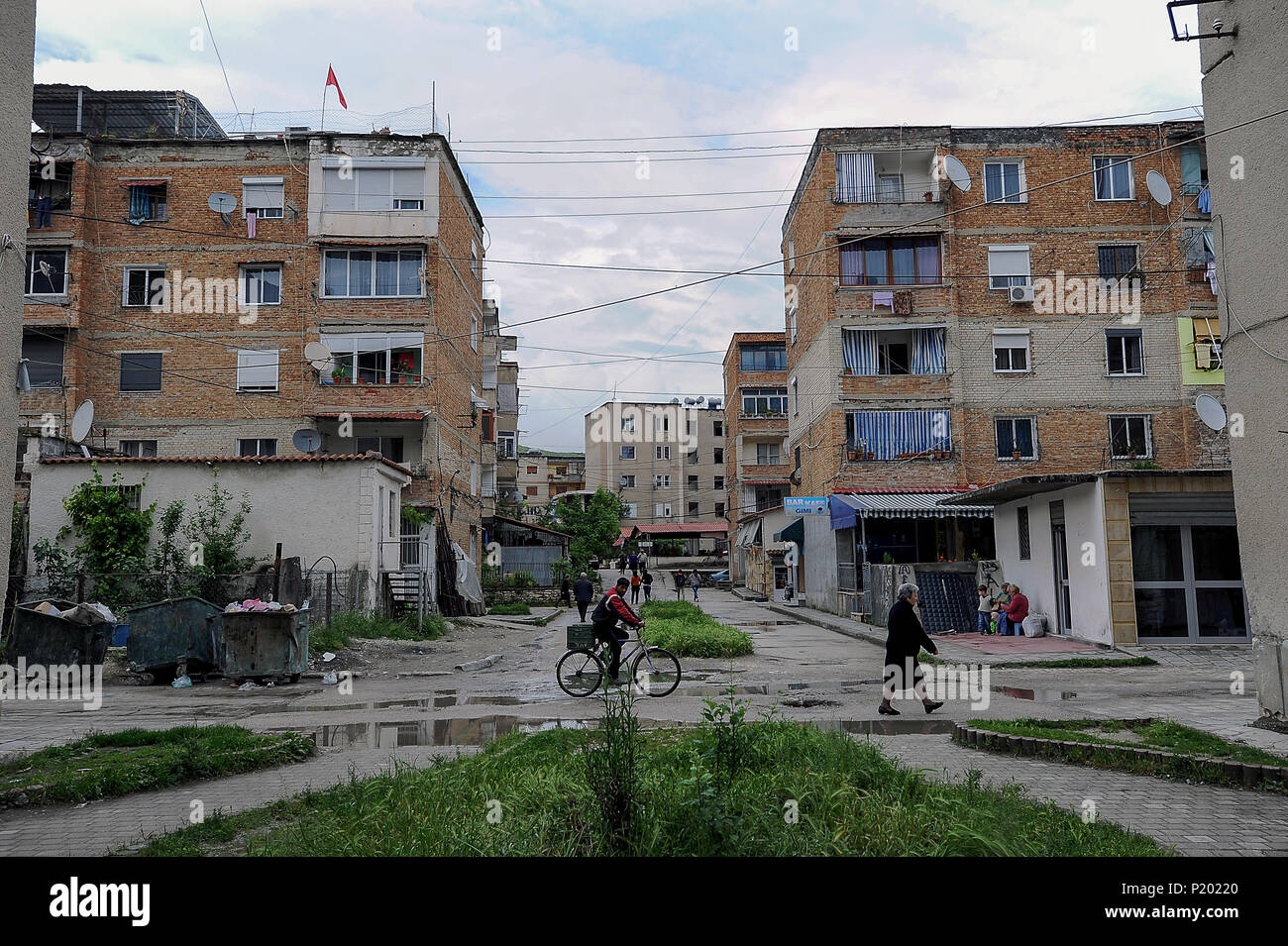 Berat, Albania, residential area with multifamily houses Stock Photo