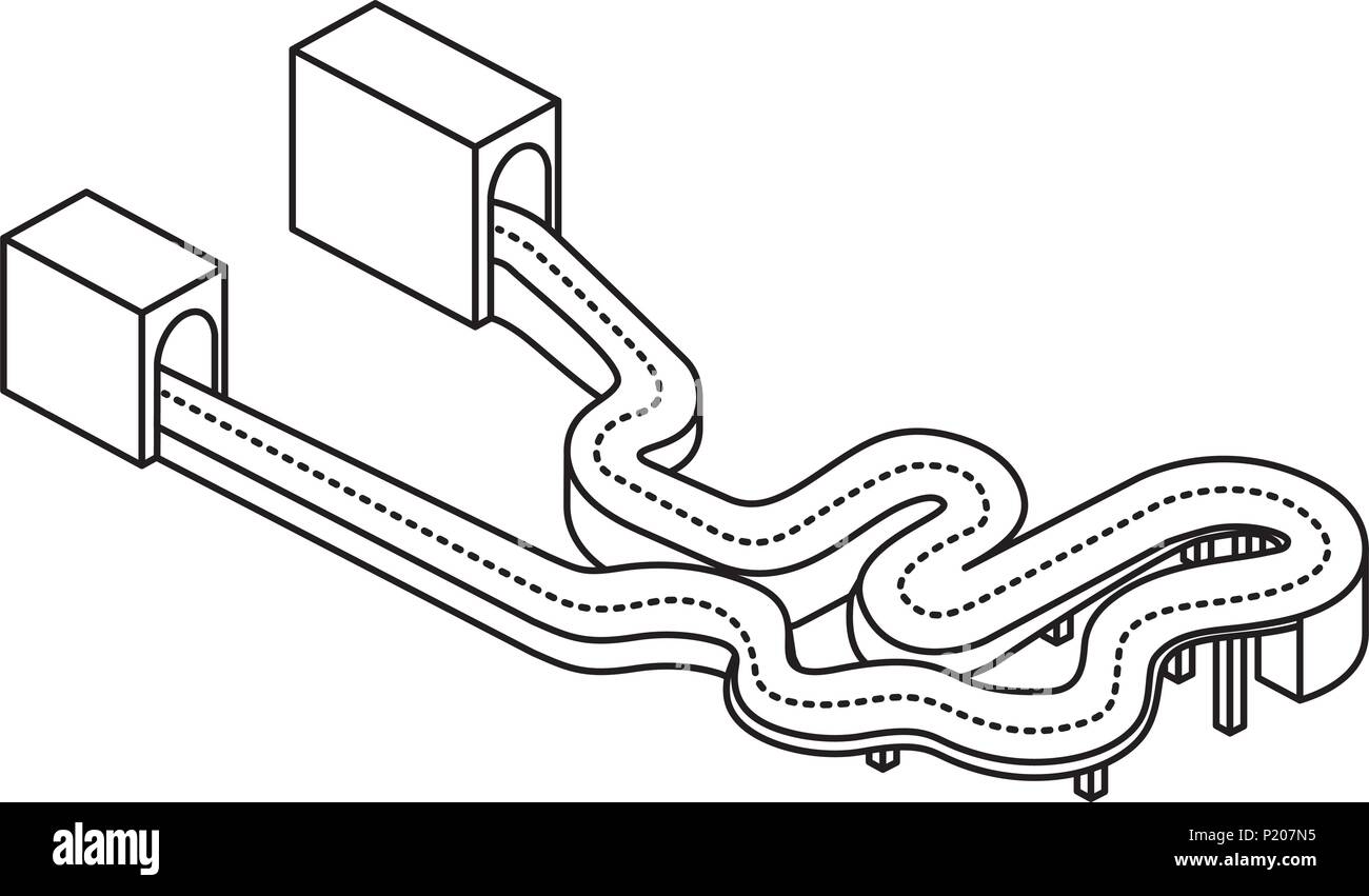 highway and tunnel isometric Stock Vector
