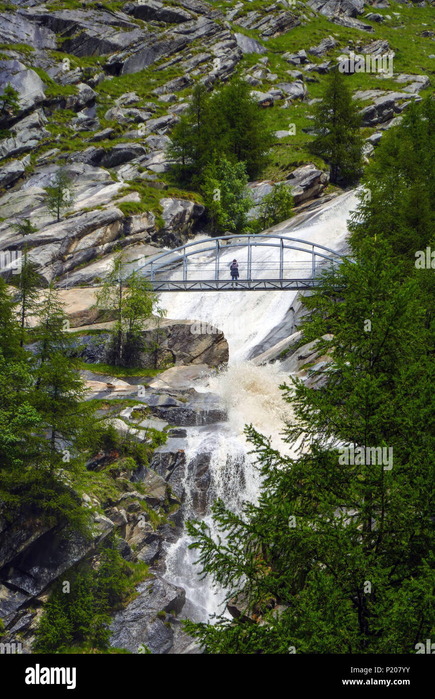Waterfall In Saastal Saas Grund Saas Fee Switzerland Alps Alpine Summer Stock Photo Alamy