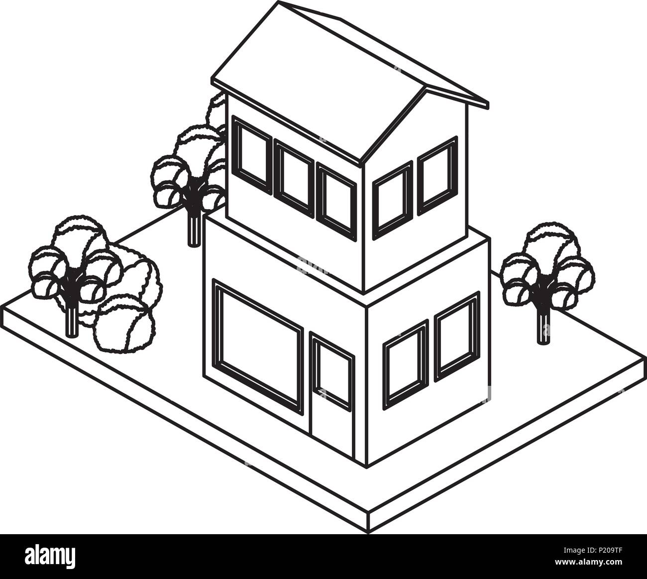 building with landscape isometric icon Stock Vector Image & Art - Alamy