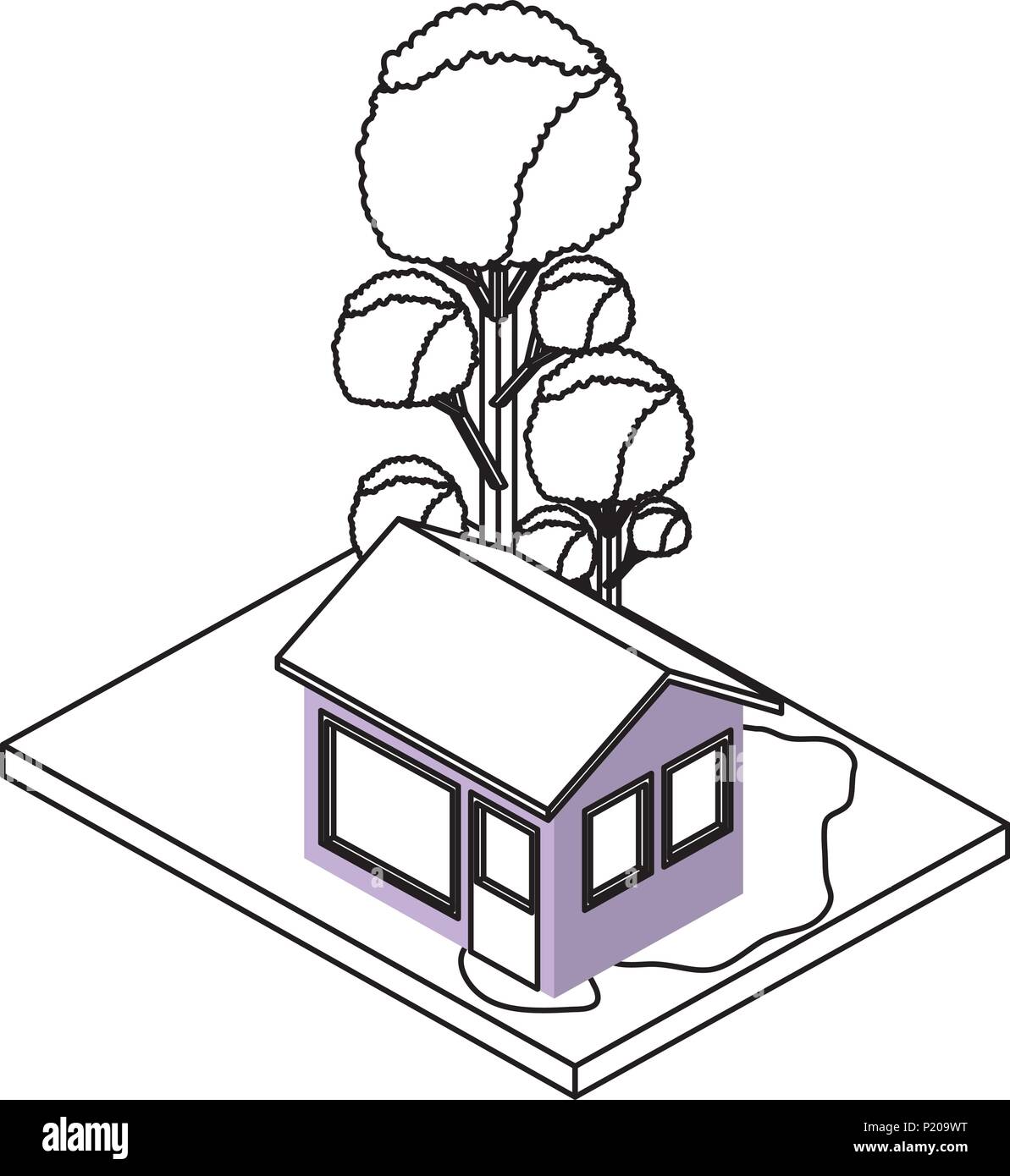 exterior house with landscape isometric icon Stock Vector Image & Art ...