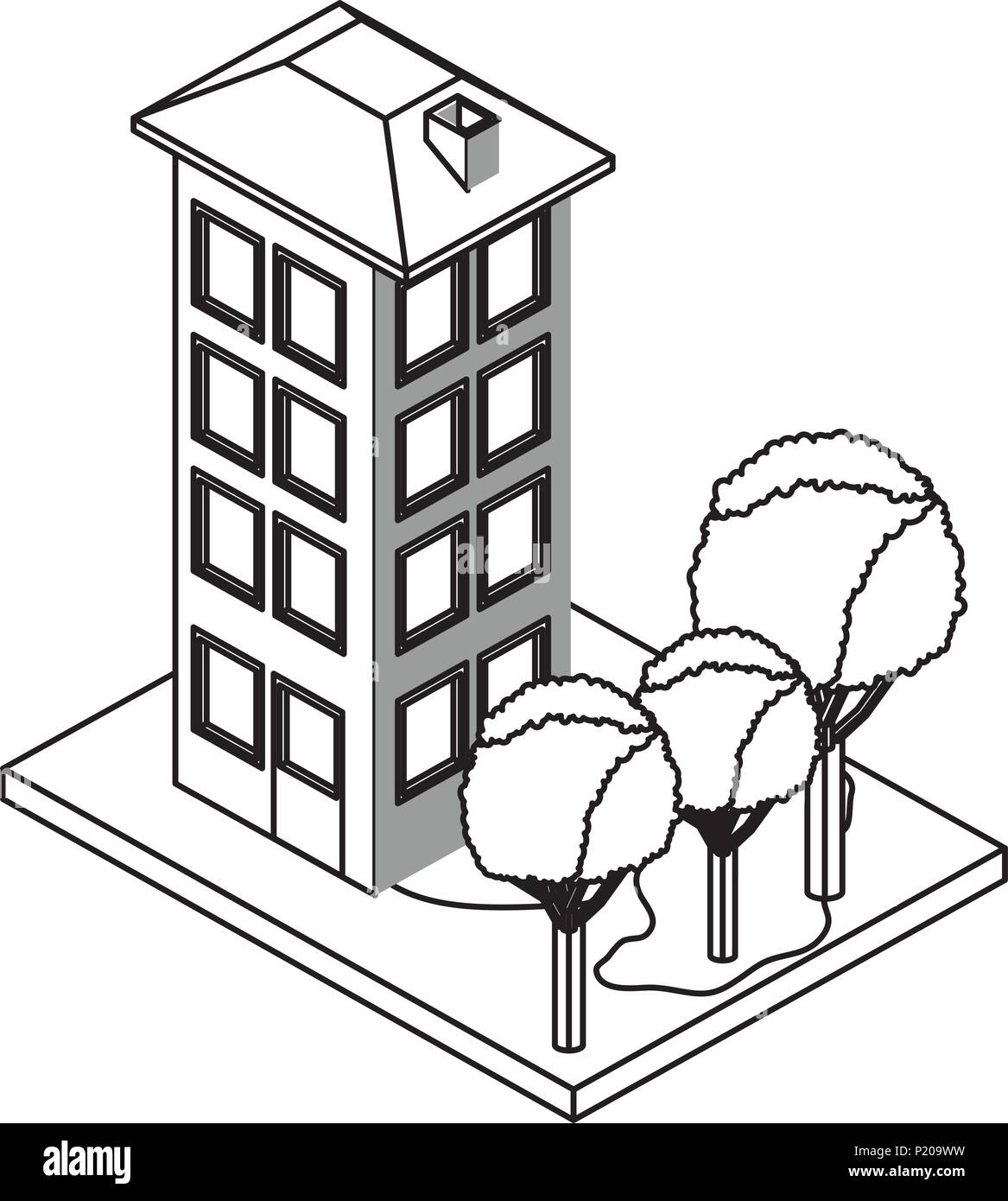 building with landscape isometric icon Stock Vector Image & Art - Alamy