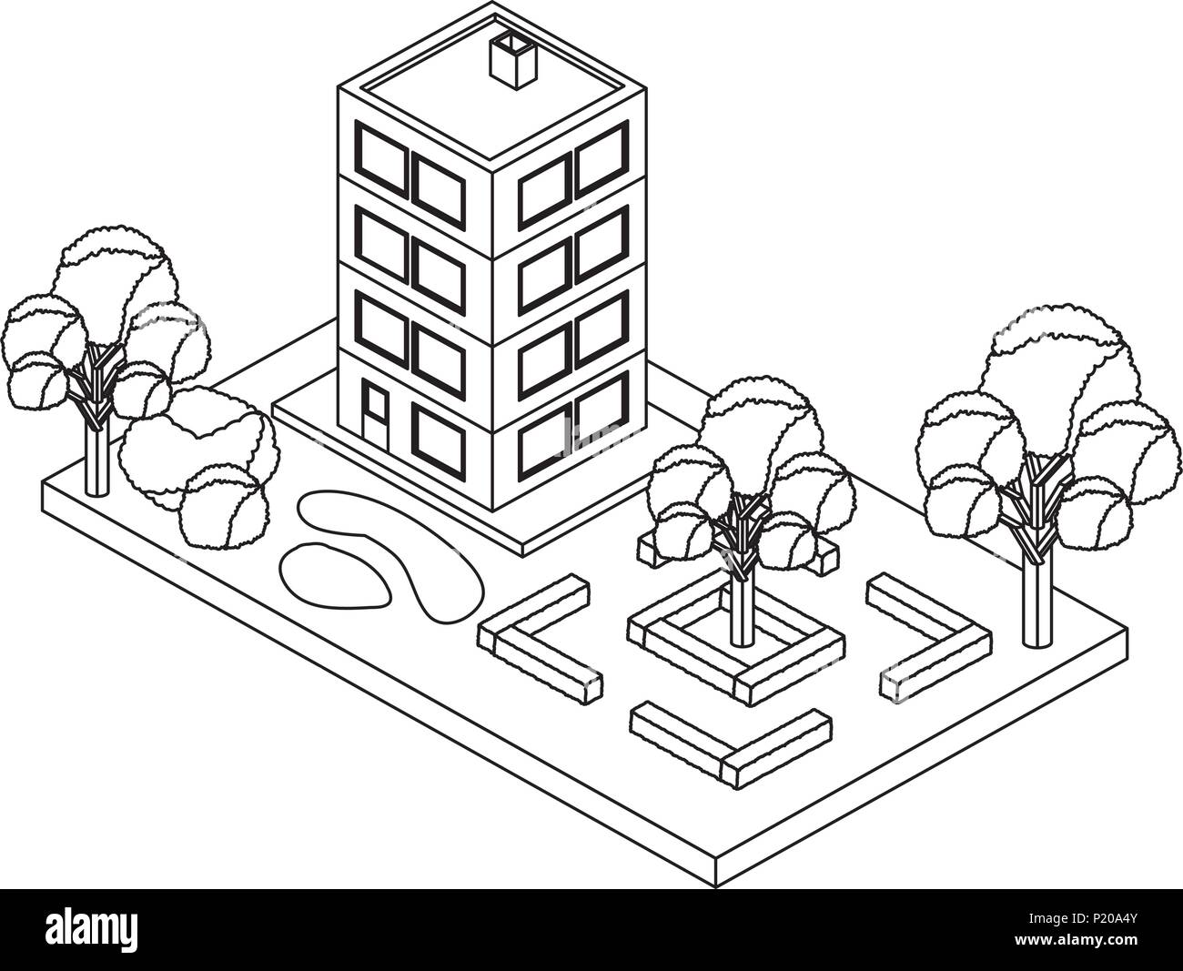 building with landscape isometric icon Stock Vector Image & Art - Alamy