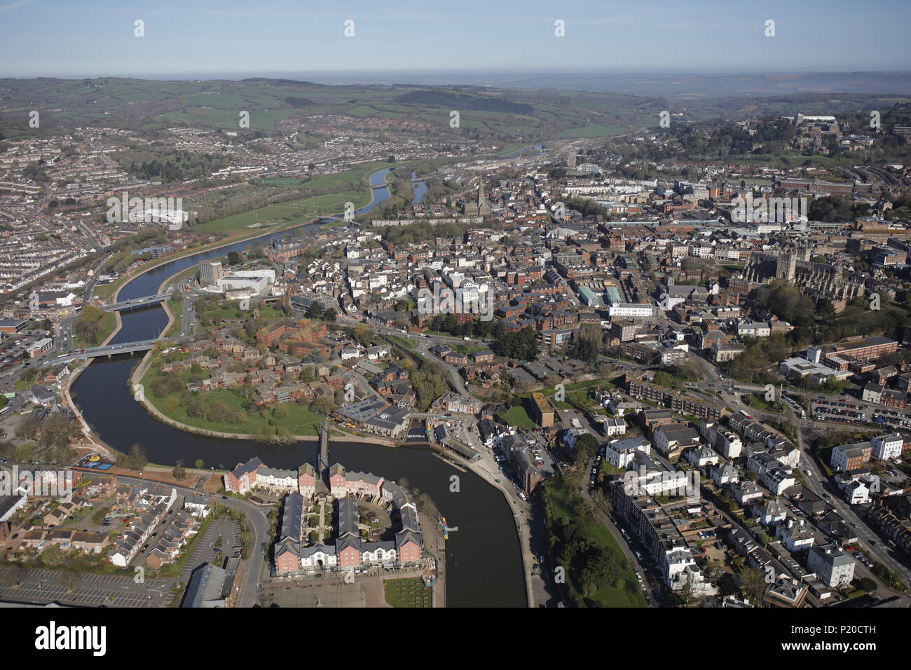 An aerial view of the Devon city of Exeter Stock Photo